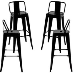 Regalos Miguel Pack 4 taburetes color negro en acero reforzado
