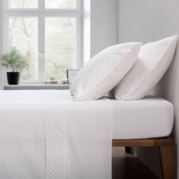 Casa da Laura Sábanas 100% algodón 200 hilos bordado blanco cama 150/160 1 almohad