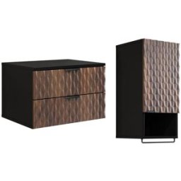 Petits meubles Conjunto mueble bajo lavabo 60 cm paneles laminados madera y negro