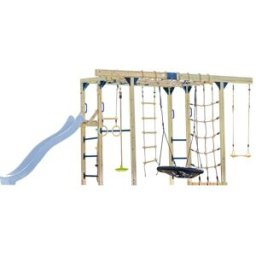 Axi Parque infantil de madera marrón con tobogán azul