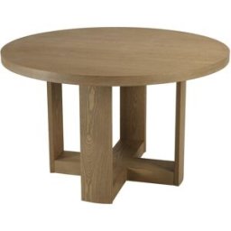 MACABANE Mesa de comedor redonda de 125 cm de diámetro, color natural