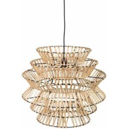 Wanderlust deco Lámpara de techo de rafia y metal marrón 51x51x46h cm