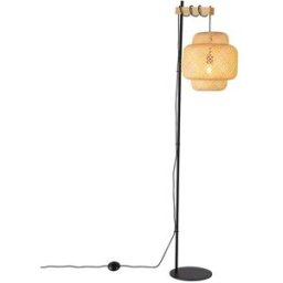 Alpinaluz Lámpara de pie de madera con pantalla moderna de mimbre alt. 157