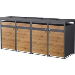 ML-Design Cobertizo para 4 cubos de basura 240l de acero con aspecto alerce