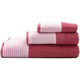 Casa da Laura Juego de toallas de 3 piezas Rayas Rosa 450 gr./m2