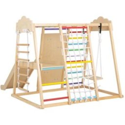 Giantex Escalada Montessori 8 en 1 con tobogán de madera infantil multicolor