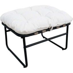 Mobili Rebecca Pouf reposapiés acolchado en acero poliéster blanco gris 45x63x47