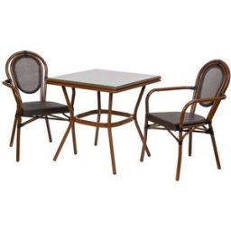 Wanderlust deco Conjunto de mesa y 2 sillas marrón, mesa:70x70x72.silla(2):55x58x88