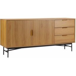 Oviala Buffet 2 puertas y 3 cajones en melamina y acero 160 cm beige