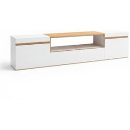 duehome Mueble tv con almacenamiento 203 cm blanco - roble arena