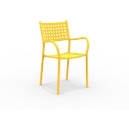 MondoViro Conjunto de 8 sillones de metal amarillo con reposabrazos 53x53 cm 85h