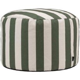Icon Puf reposapiés redondo en tejido con estampado de rayas verde oliva