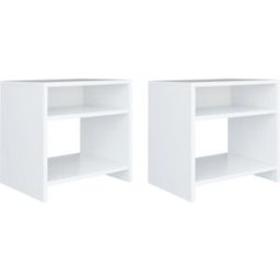 Maison Chic Juego de 2 mesitas de noche madera contrachapada blanco 40x30x40 cm