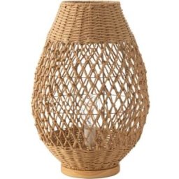 J-line Lámpara de sobremesa de metal y madera beige 38x38x54.5 cm