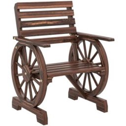 OKWISH Sillón de jardín carbón de madera diseño rueda 55x66x90 cm