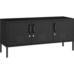 Tectake Aparador metálico de acero, diseño moderno, 120x37,5x55,5 cm, negro