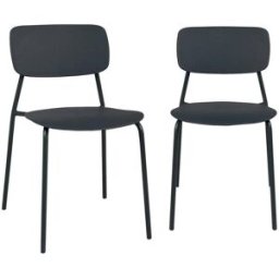 sweeek Silla de jardín apilable de acero y plástico, set de 2, antracita