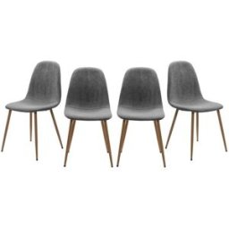 Calicosy Conjunto de 4 sillas de pana gris con patas de madera l43 cm - anya
