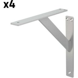ML-Design 4x soportes de estante de aluminio plata 240x240mm