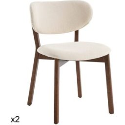 Happy Garden Juego de 2 sillas de madera oscura con tela de lazo beige