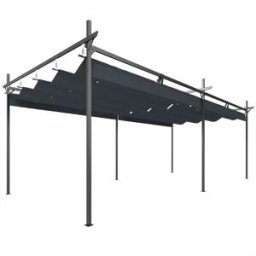 Outsunny Pérgola de jardín 588x297x230 cm gris oscuro