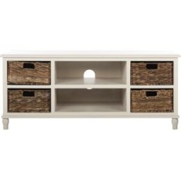 Safavieh Soporte multimedia de madera de pino blanco