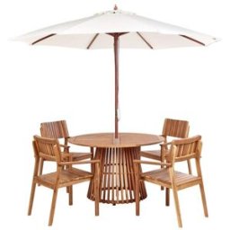 Beliani Conjunto de comedor 4 personas de madera marrón