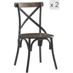 Nordlys Set 2 sillas estilo industrial en acero y madera