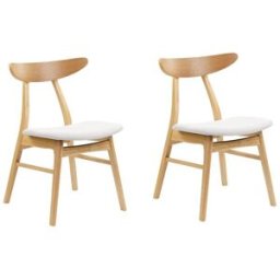Beliani Conjunto de 2 sillas de comedor madera marrón claro gris