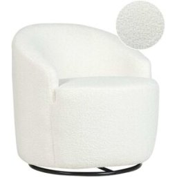Beliani Sillón giratorio bouclé blanco crema