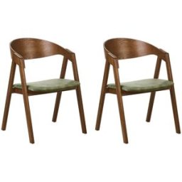 Beliani Conjunto de 2 sillas de comedor madera verde oscuro