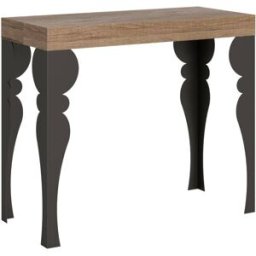Itamoby Consola extensible 90x40/300 cm efecto madera roble natural y hierro