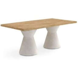 GEESE HOME Mesa de comedor en madera de abeto y base de poliresina blanca