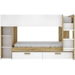 Unique Cama litera madera color natural claro, blanco