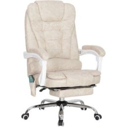 Maison Chic Silla de oficina de microfibra color crema 70x65x119 cm.