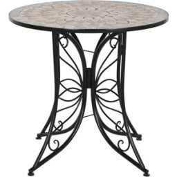 NIYLO Mesa redonda comedor de acero y cerámica negro 80x80x76 cm