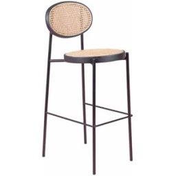Nest dream Taburete vintage con diseño clásico en ratán, negro