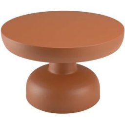 MACABANE Mesa de centro redonda de 60 cm en hierro color marrón mate