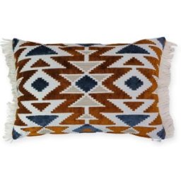 TAPIDECOR Cojín geométrico bordado fleco rizado relleno premium 70x50