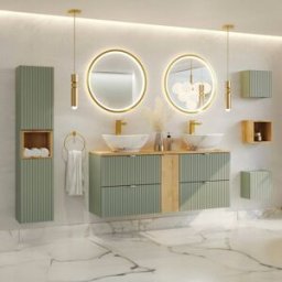 Petits meubles Conjunto de muebles con doble lavabo paneles de melamina y de mdf