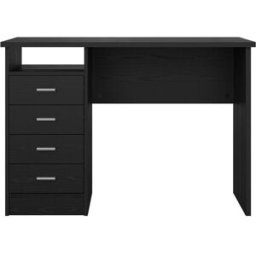 ebuy24 Escritorio functionplus 4 cajones, 1 estante decoración fresno negro