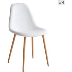 Nordlys Set 4 sillas con patas de acero en pana beige