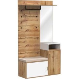 Meubles Cosy Conjunto vestidor con 4 ganchos, espejo, mueble zapatero