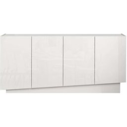 Whous Aparador con 4 puertas de 160 cm efecto madera color blanco brillo