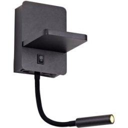 Cristalrecord Aplique pared sencillo negro con lector orientable y carga inalámbrica
