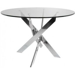 Home Heavenly Mesa comedor redonda ø110 cm de cristal templado patas metal