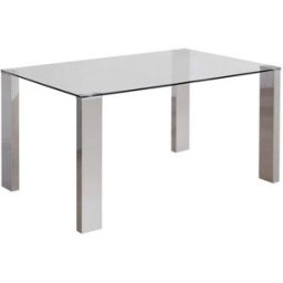 Home Heavenly Mesa de comedor de cristal y patas metal 140x90x76cm