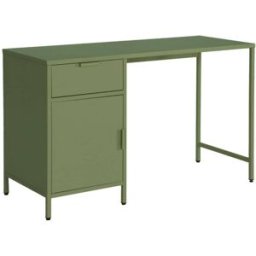 sweeek Escritorio de acero laminado con 1 cajón, verde kaki