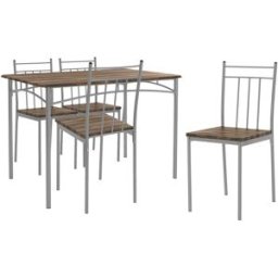 ML-Design Juego de comedor de 5 piezas grupo de mesa y 4 sillas de madera