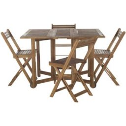 Safavieh Conjunto de mesa y sillas para exteriores de madera de acacia beige